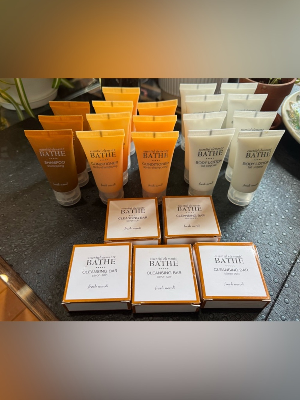 Lot of 23- Essential Elements BATHE Travel Size Lotion Soap Shampoo Conditioner